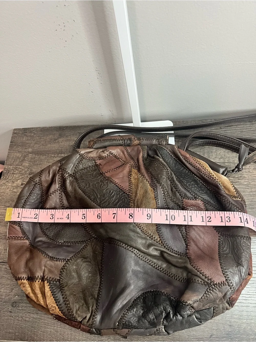Patchwork Leather Shoulder Bag in Mixed Brown Tones